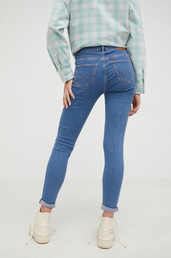 Oblečení Džíny Wrangler High Rise Skinny That Way W27HKRP23 modrá