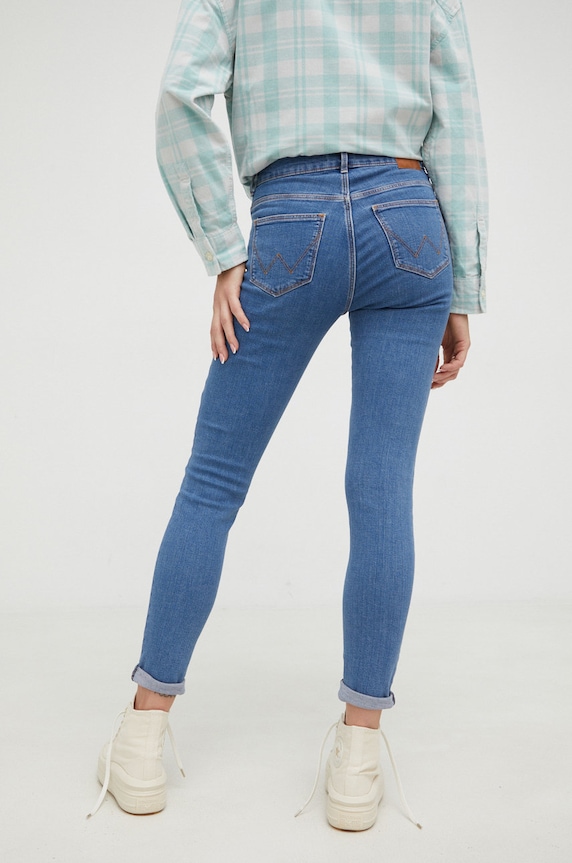 Oblečení Džíny Wrangler High Rise Skinny That Way W27HKRP23 modrá