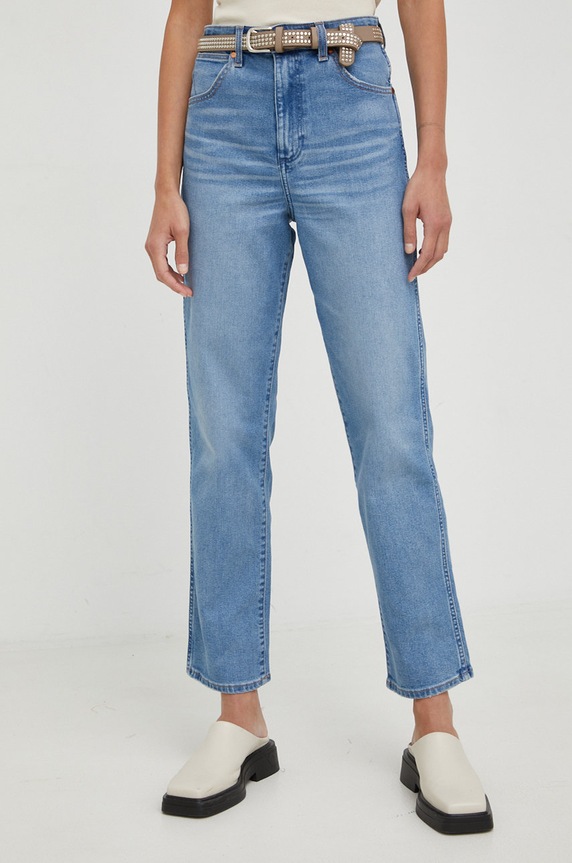 Wrangler jeansy Mom Straight Mauna W27MU8Z24 niebieski AW22