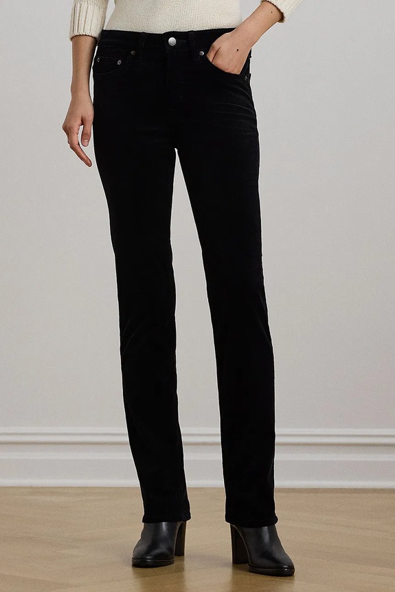 Lauren Ralph Lauren pantaloni in velluto a coste media nero 200881935001