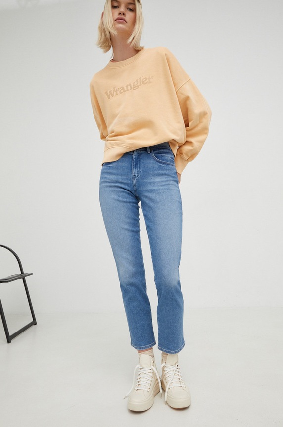 Wrangler jeansy Straight River Planet friendly niebieski W26R4741G