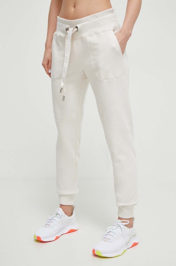 Dkny spodnie dresowe dzianina beżowy DP2P1917