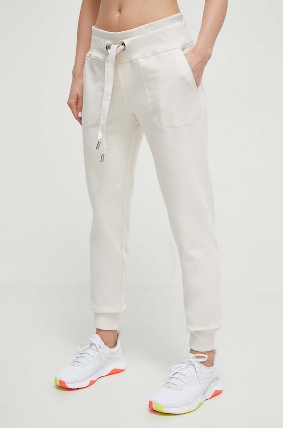 Dkny spodnie dresowe dzianina beżowy DP2P1917