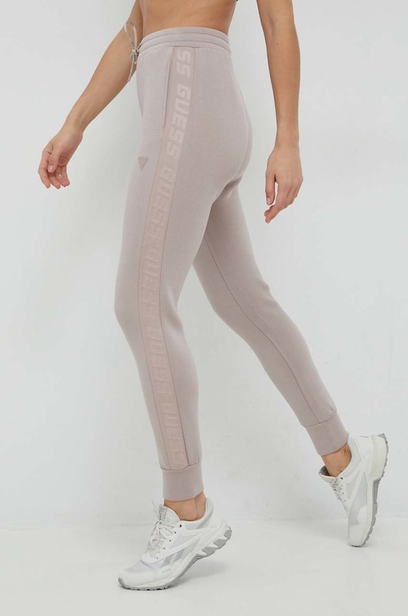 Παντελόνι φόρμας Guess ALLIE απλικέ μωβ V2YB18.K7UW2