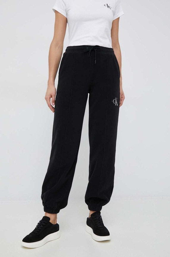 Spodnji del trenirke Calvin Klein Jeans Pletenina črna J20J219742.9BYY