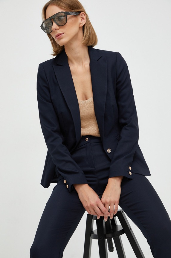 Morgan pantaloni PLIME.F.MARINE bleumarin SS26
