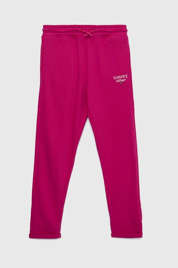 Tommy Hilfiger pantaloni de trening pentru copii tricotaj roz KG0KG06866.9BYY