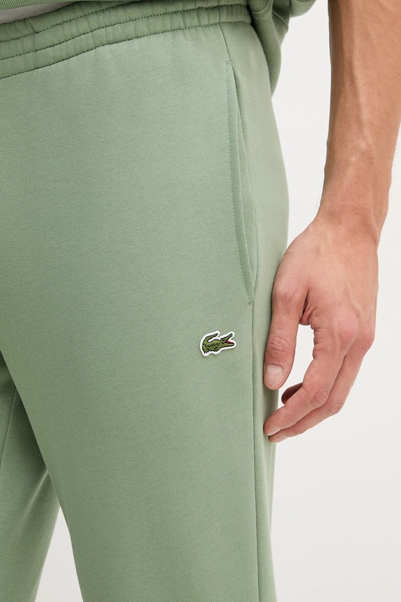 Lacoste teplákové nohavice pánske s bavlnou zelená XH9624