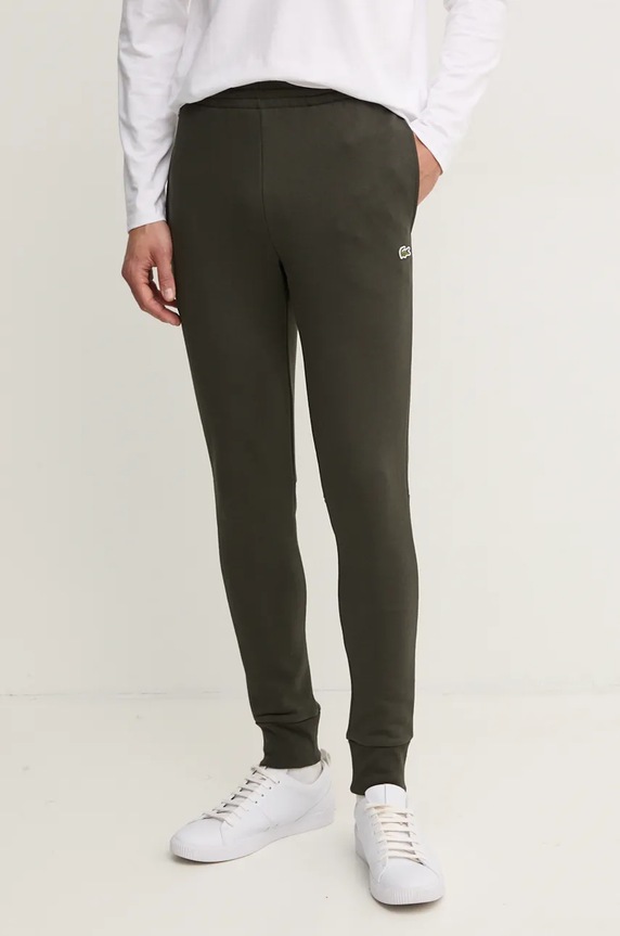 Lacoste spodnie dresowe męskie z bawełną dzianina zielony XH9624