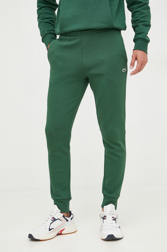 Lacoste spodnie dresowe męskie z bawełną dzianina zielony XH9624