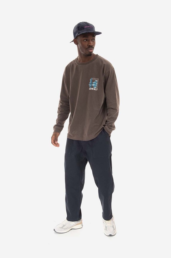 Памучен панталон Gramicci Loose Tapered Pant G103.OGT тъмносин AW25