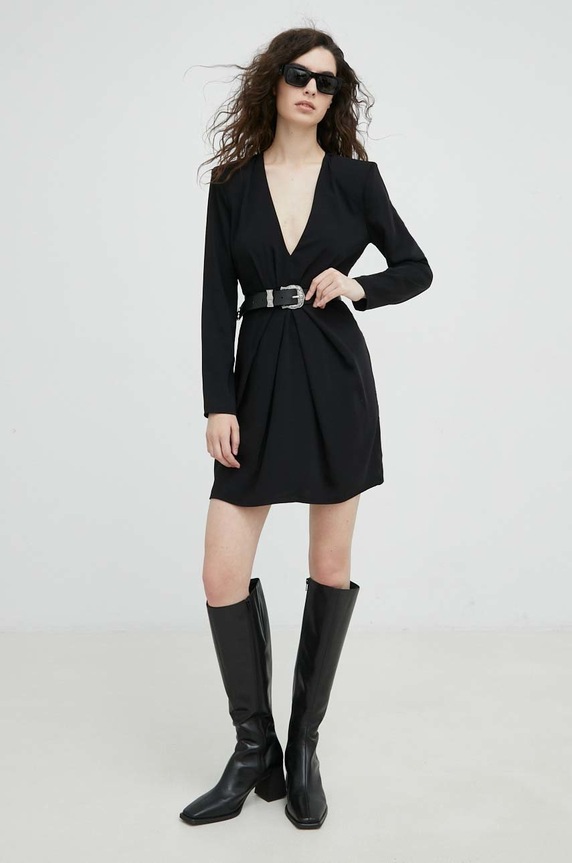 The Kooples sukienka tkanina czarny FROB25077K