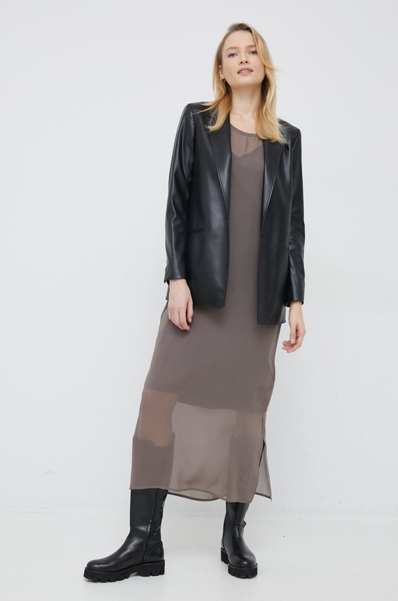 Μεταξωτό φόρεμα Calvin Klein K20K204291.9BYY γκρί AW22