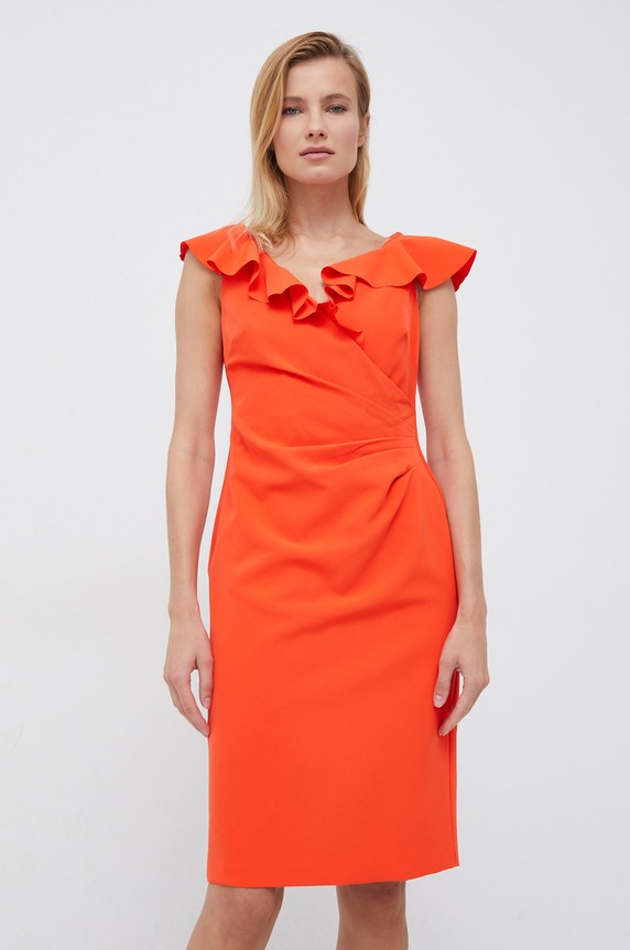 Lauren Ralph Lauren sukienka z elastanem pomarańczowy 253871983003