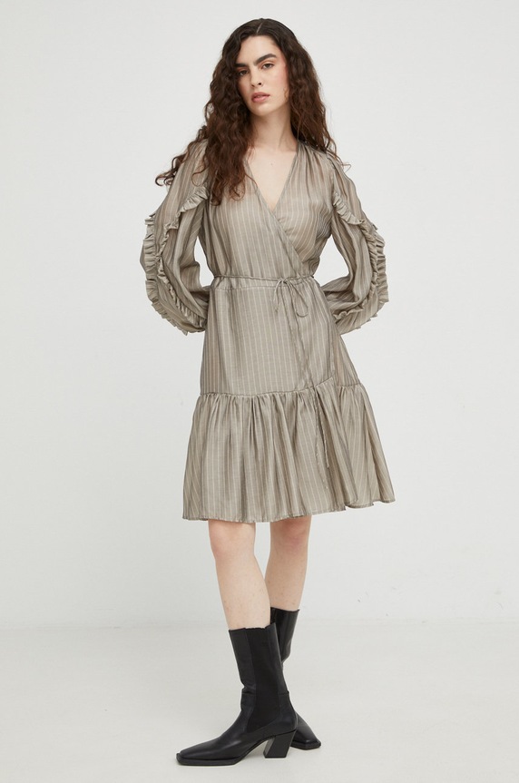 Bruuns Bazaar rochie din amestec de in BBW3087 bej AW22