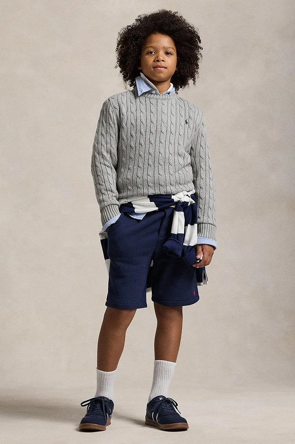 Otroški bombažen pulover Polo Ralph Lauren 323702674041 siva