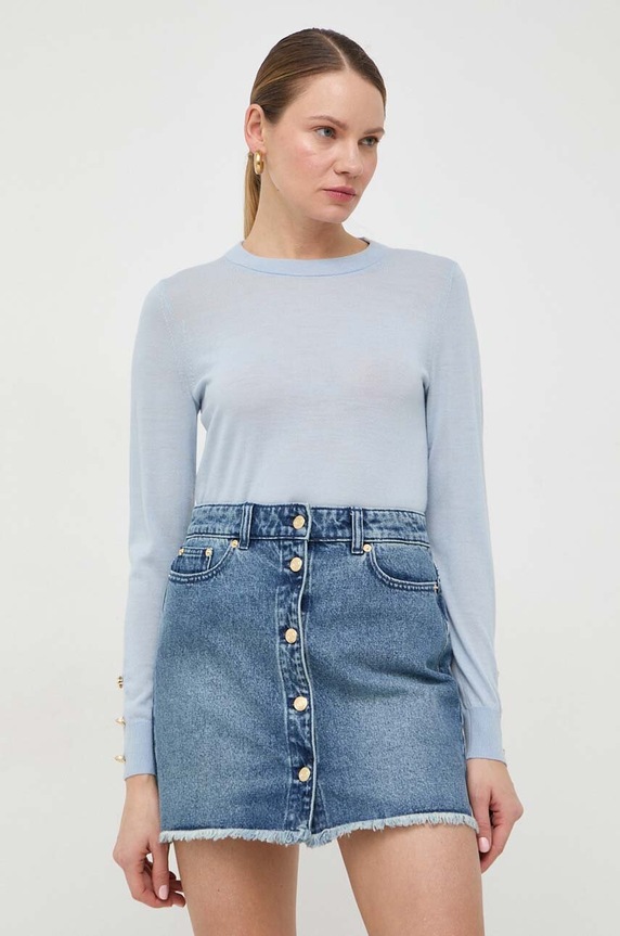 MICHAEL Michael Kors gyapjú pulóver gyapjú kék MU260EF4VR