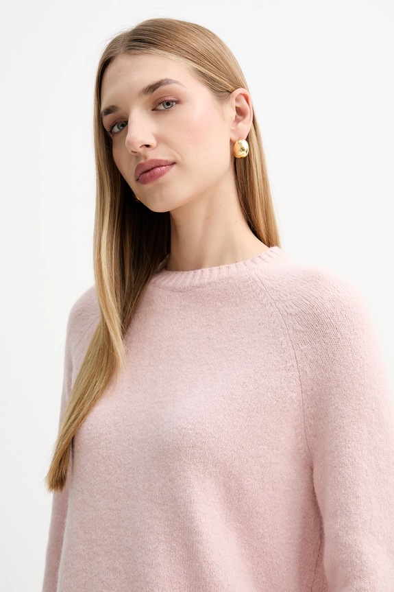 BOSS sweter z domieszką wełny Febisan różowy 50478315