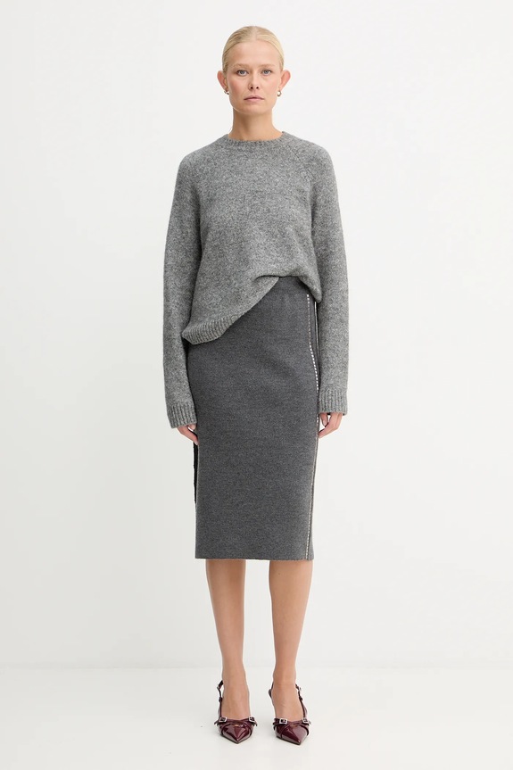 BOSS sweter z domieszką wełny Febisan 50478315 szary AW25