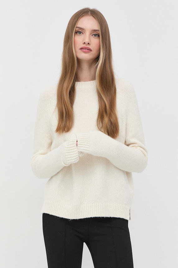 BOSS sweter z domieszką wełny Febisan pozostałe beżowy 50478315