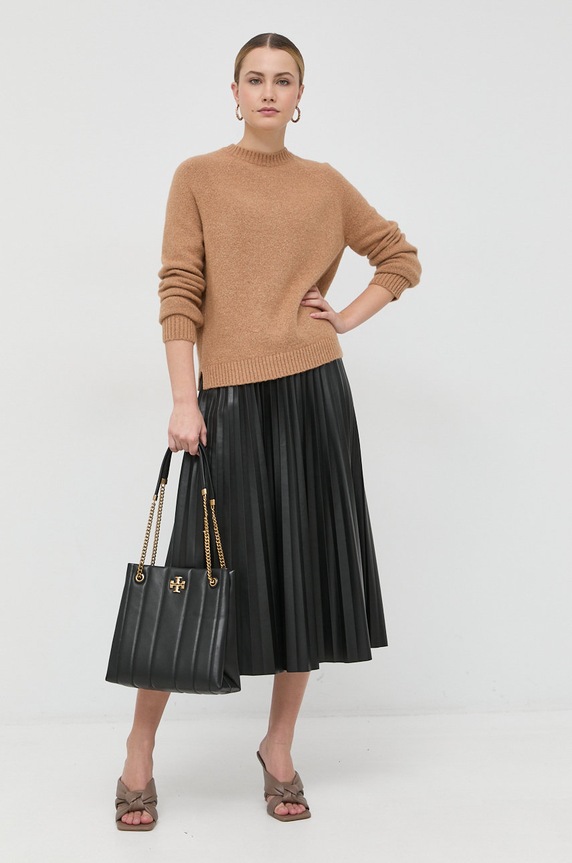 Sveter s prímesou vlny BOSS Febisan 50478315 béžová AW25