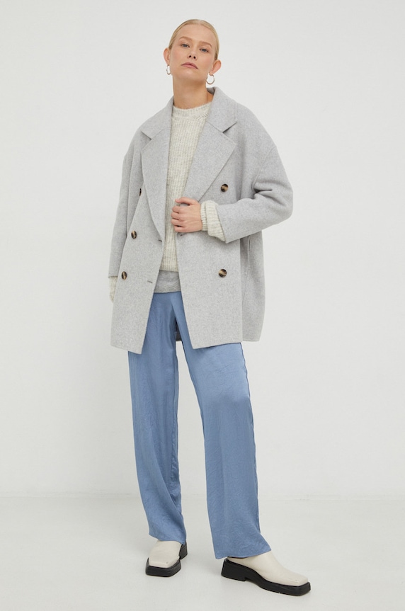 Svetr z vlněné směsi American Vintage EAST1F8 béžová AW22
