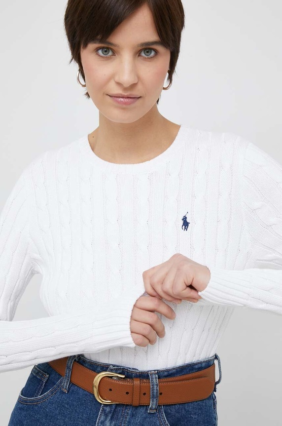 Βαμβακερό πουλόβερ Polo Ralph Lauren βαμβάκι λευκό 211747397002