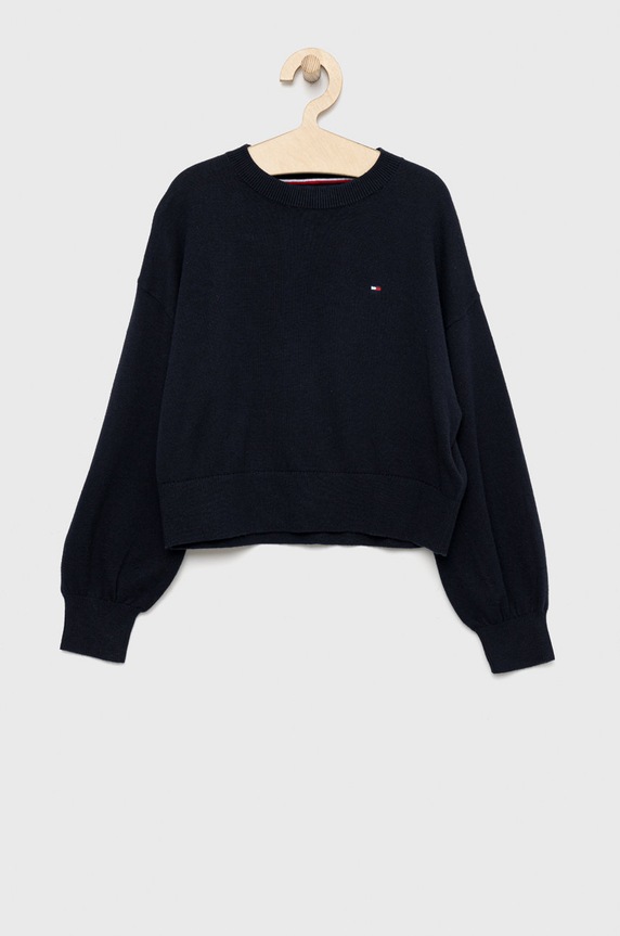 Tommy Hilfiger gyerek pamut pulóver vékony sötétkék KG0KG06909.9BYY
