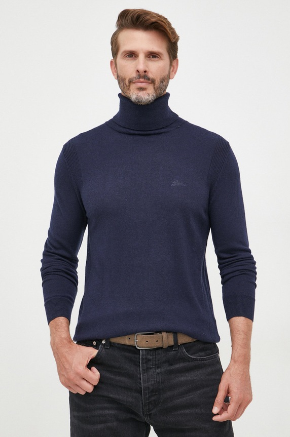 Guess sweter z domieszką wełny z domieszką wełny granatowy M2BR08.Z3142