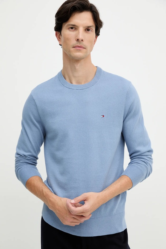 Tommy Hilfiger sweter z domieszką kaszmiru niebieski MW0MW28046.9BYY