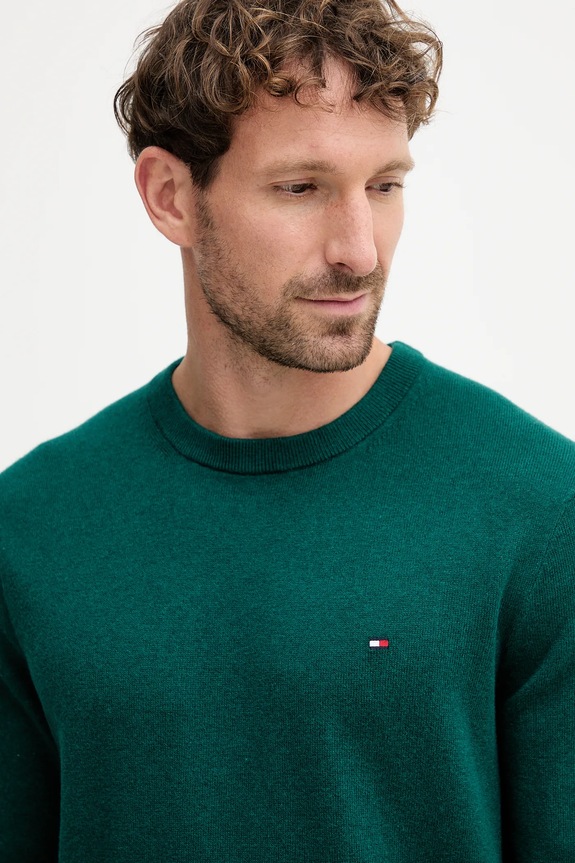 Tommy Hilfiger sweter z domieszką kaszmiru turkusowy MW0MW28046.9BYY