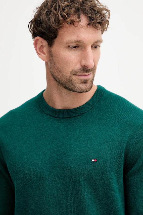 Tommy Hilfiger sweter z domieszką kaszmiru turkusowy MW0MW28046.9BYY