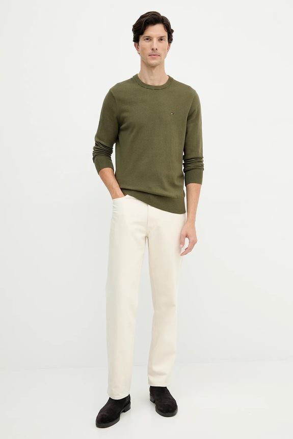 Tommy Hilfiger sweter z domieszką kaszmiru MW0MW28046.9BYY zielony AW25