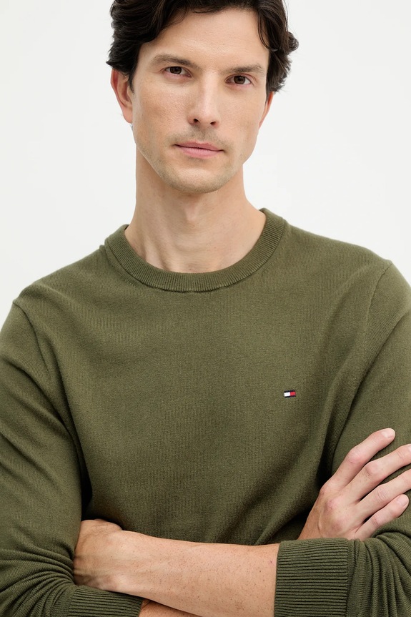 Tommy Hilfiger sweter z domieszką kaszmiru zielony MW0MW28046.9BYY