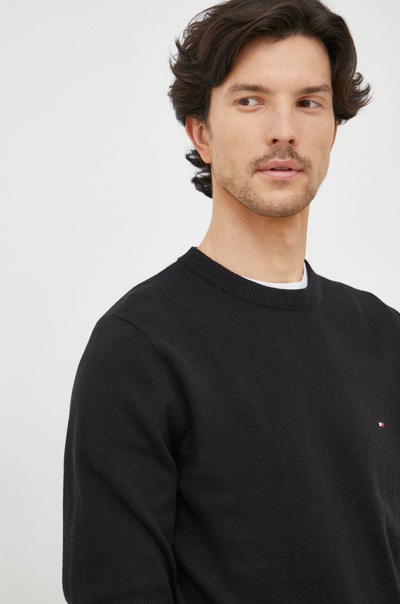 Tommy Hilfiger sweter z domieszką kaszmiru czarny MW0MW28046.9BYY
