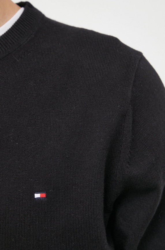 Tommy Hilfiger sweter z domieszką kaszmiru MW0MW28046.9BYY czarny