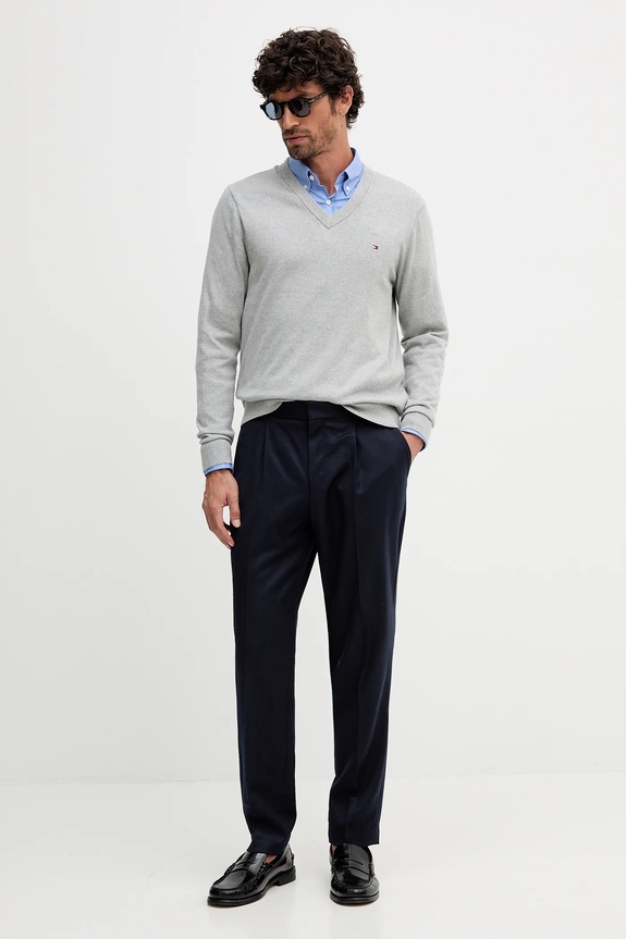 Tommy Hilfiger pulover din amestec de casmir MW0MW28047.9BYY gri AW25