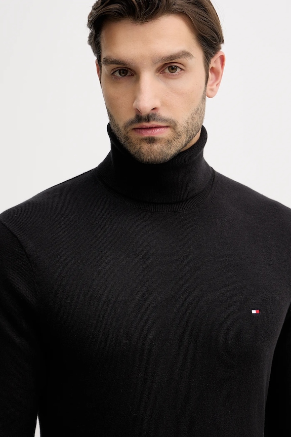 Rolák s prímesou kašmíru Tommy Hilfiger čierna MW0MW28048.9BYY