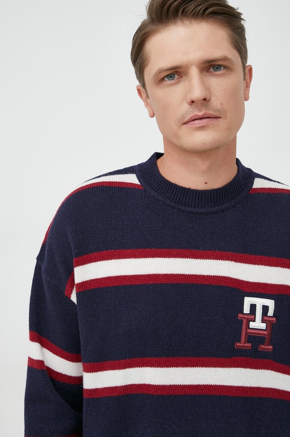 Tommy Hilfiger sweter wełniany granatowy MW0MW28052.9BYY
