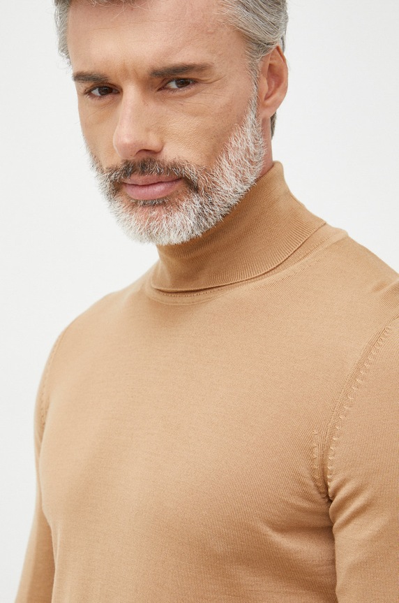 BOSS sweter wełniany Musso-P beżowy 50468262