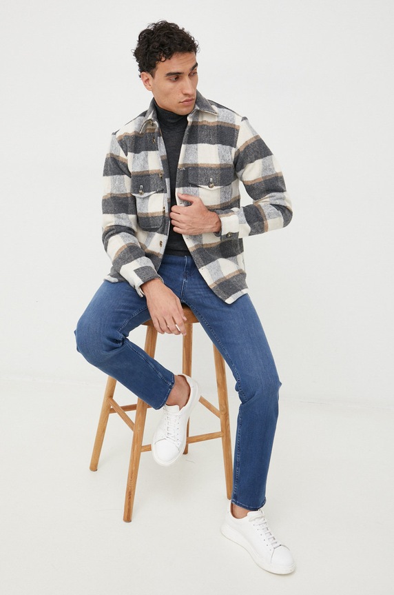 BOSS gyapjú pulóver 50468262 szürke AA00