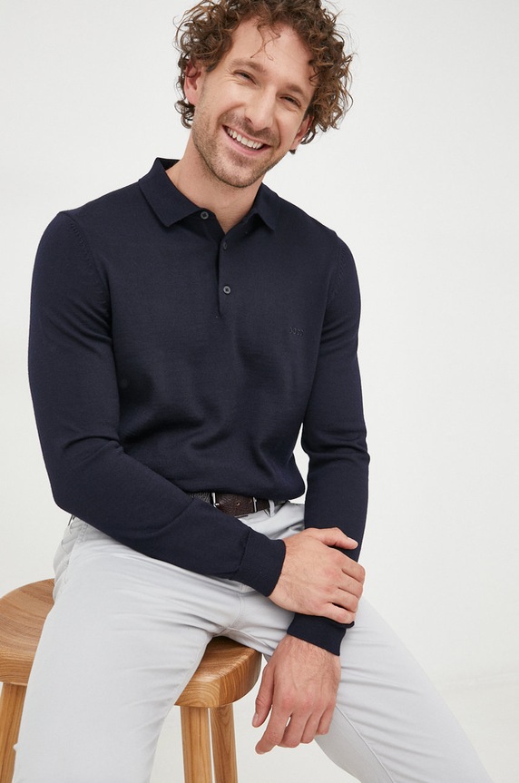 BOSS sweter wełniany Bono-L wełna granatowy 50476357
