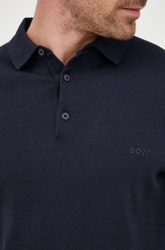 BOSS sweter wełniany Bono-L 50476357 granatowy AW25