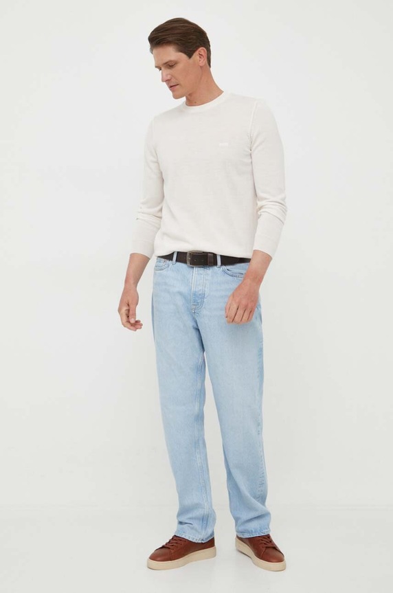 Вовняний светр BOSS Botto-L 50476364 бежевий AW25