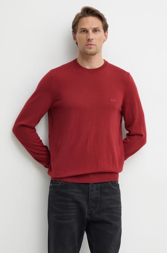 BOSS sweter wełniany Botto-L wełna bordowy 50476364