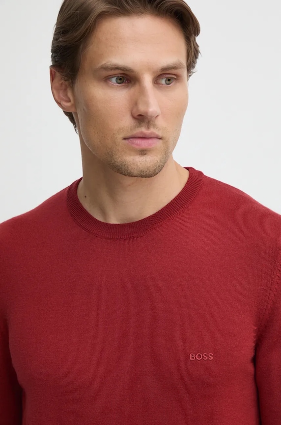 BOSS sweter wełniany Botto-L bordowy 50476364