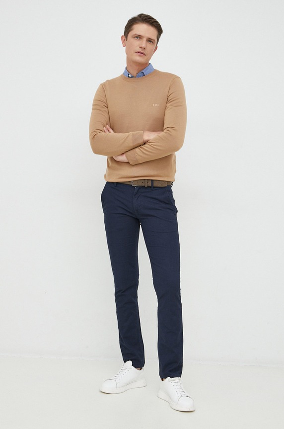BOSS sweter wełniany Botto-L wełna beżowy 50476364