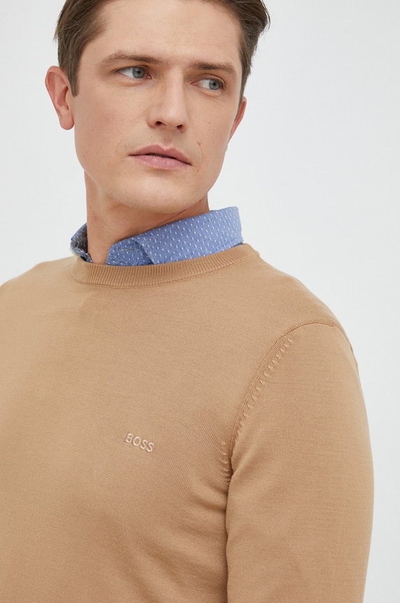 BOSS sweter wełniany Botto-L beżowy 50476364