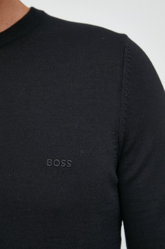 Μάλλινο πουλόβερ BOSS Kenno 50476364 μαύρο
