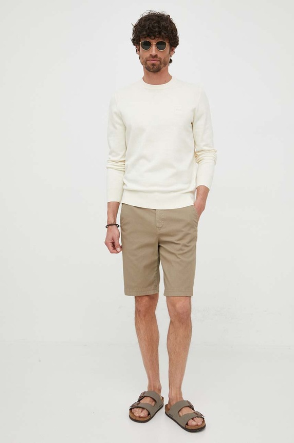 BOSS sweter z domieszką kaszmiru BOSS CASUAL 50471343 beżowy AA00